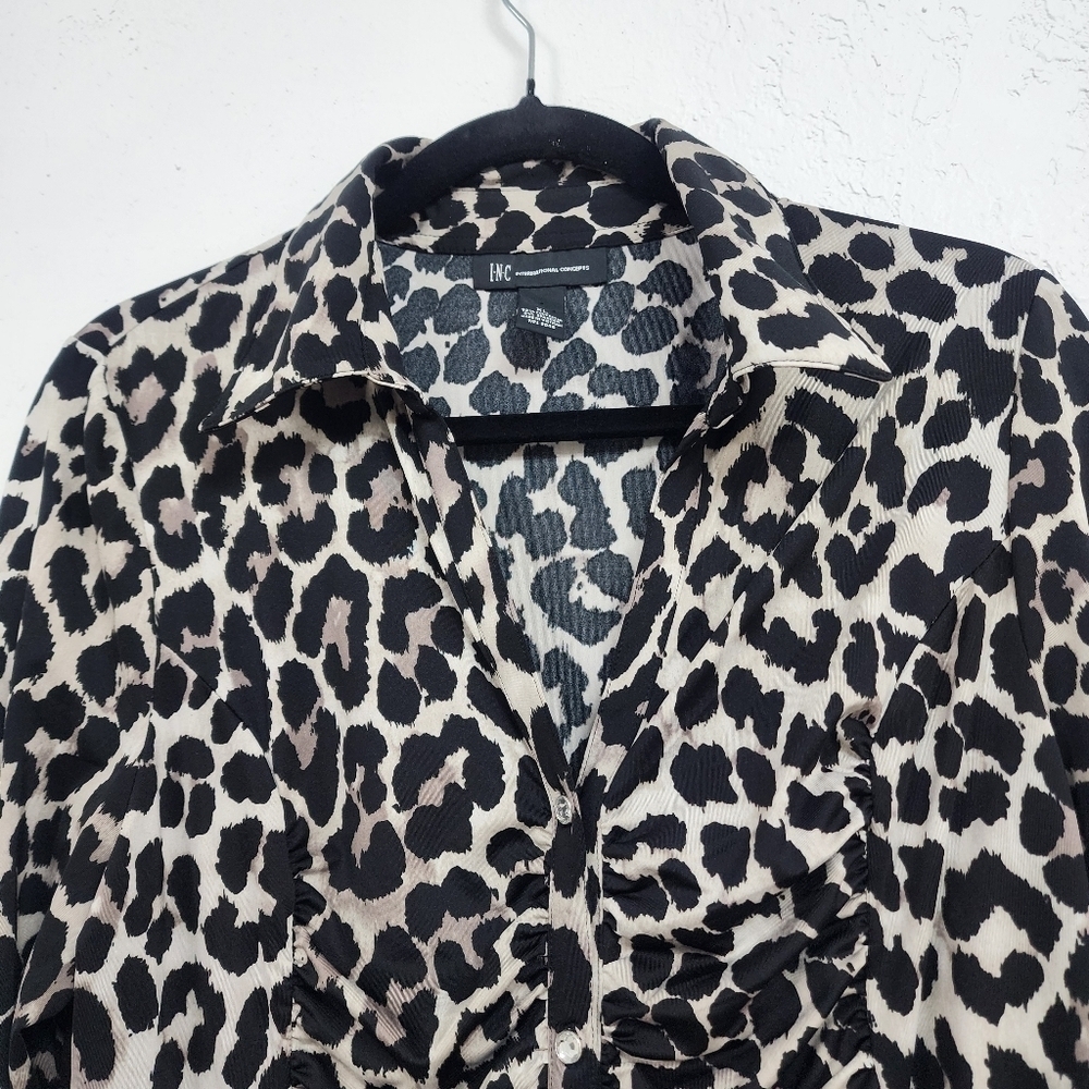 INC 3/4 Sleeve Animal Print Blouse Top XL - Picture 2 of 15
